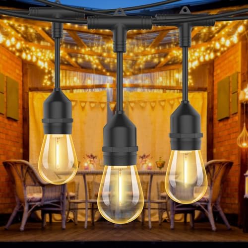 Yuucio Lichterkette Außen 45M, LED Lichterkette Outdoor, Wasserdicht IP65, 45+3 S14 Plastik Birne Lichterketten Glühbirnen für Aussen Garten Terrasse Party Hochzeit, 2700K Warmweiß Yuucio Lichterkette Außen 45M, LED Lichterkette Outdoor, Wasserdicht IP65, 45+3 S14 Plastik Birne Lichterketten Glühbirnen für Aussen Garten Terrasse Party Hochzeit, 2700K Warmweiß von Yuucio
