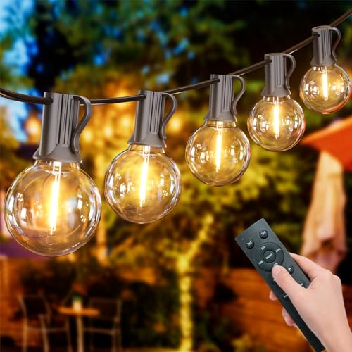 Yuusei 15M Lichterkette Außen, LED lichterkette outdoor mit Fernbedienung, 25+1 Plastik Wasserdicht IP45 Glühbirnen Warmweiß für Party, Garten, Terrasse, Hochzeiten von Yuusei