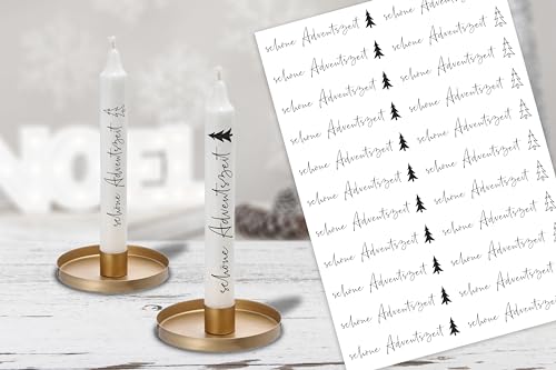 Kerzentattoos Frohe Weihnachten Kerzen Tattoofolie zum Advent für Stabkerzen Wasserschiebefolie A4 Bogen fertig gedruckt (Schöne Adventszeit) von Yuweli