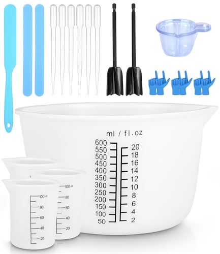 Yuxava Silikon Messbecher Set, Silikon Messbecher set für Harz, klare 2 Skalen 600&100ml Messbechers, Silikons Rührstäbchen, Epoxidharz zubehör für Gießformen, Diy, Basteln, Leicht zu Reinigen Yuxava Silikon Messbecher Set, Silikon Messbecher set für Harz, klare 2 Skalen 600&100ml Messbechers, Silikons Rührstäbchen, Epoxidharz zubehör für Gießformen, Diy, Basteln, Leicht zu Reinigen von Yuxava