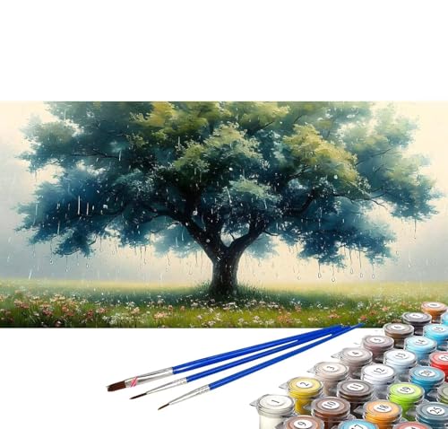 Malen nach Zahlen Erwachsene Baum Malen nach Zahlen Wald Handgemalt Ölgemälde Kit,DIY Paint by Numbers Groß Leinwand Kreativ Set mit Pinseln Acrylfarbe,Geschenke für Frauen 55x110 cm (Rahmenlos) E-63 von Yuxoaoue