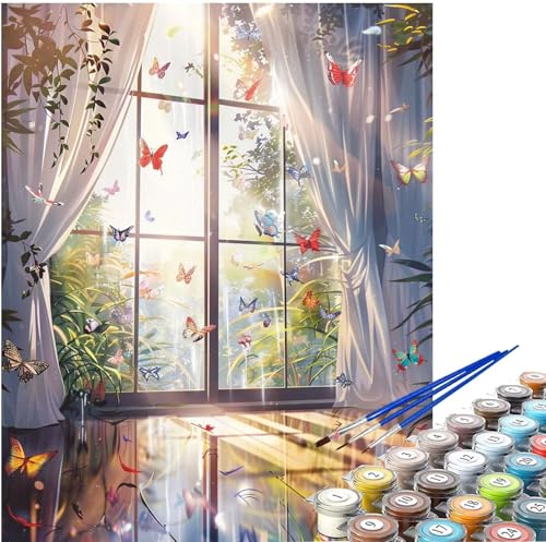 Malen nach Zahlen Erwachsene Schmetterling Malen nach Zahlen Fenster Ölgemälde Kit,DIY Paint by Numbers Groß XXL Leinwand Kinder Kreativ Set mit Pinseln Acrylfarbe,Geschenke für Frauen 40x50 cm LE-266 Malen nach Zahlen Erwachsene Schmetterling Malen nach Zahlen Fenster Ölgemälde Kit,DIY Paint by Numbers Groß XXL Leinwand Kinder Kreativ Set mit Pinseln Acrylfarbe,Geschenke für Frauen 40x50 cm LE-266 von Yuxoaoue