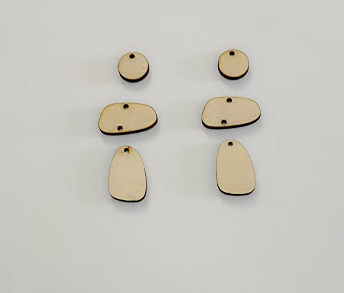 30 Stück DIY unlackierte lasergeschnittene Holz-Ohrringrohlinge, 3 Stück baumelnde Holzohrringe, Rohlinge für Bastelarbeiten, Holzschmuck von Yuxuanish