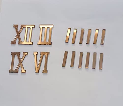 Yuxuanish Rose Gold römische Ziffern (4 cm) & Striche (3 cm) für Epoxidharz-Wanduhr ~ lasergeschnittenes verspiegeltes Acryl von Yuxuanish