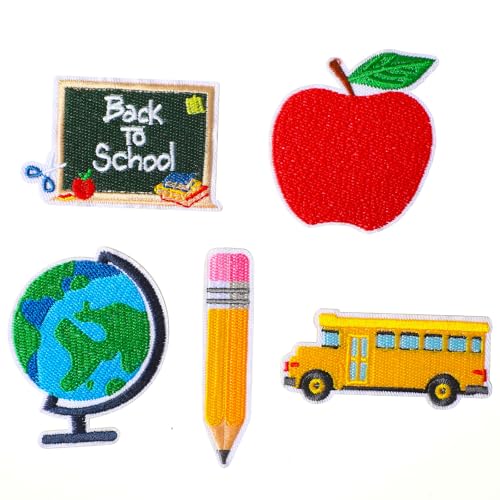 Yuxung 50 Stück Aufnäher für den Schulanfang, Bleistiftbus, Apfel, Tafel, zum Aufnähen, Schule, bestickt, zum Aufbügeln, verschiedene selbstklebende Applikationen für Bastelarbeiten, Kleidung, Hut Yuxung 50 Stück Aufnäher für den Schulanfang, Bleistiftbus, Apfel, Tafel, zum Aufnähen, Schule, bestickt, zum Aufbügeln, verschiedene selbstklebende Applikationen für Bastelarbeiten, Kleidung, Hut von Yuxung