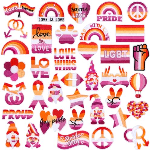 Yuxung LGBT Aufnäher zum Aufbügeln, Motiv: Pride Day, Lesben, Regenbogenfarben, bestickt, Reparatur-Aufnäher, Emblem, DIY-Handwerksprojekte für Kleidung, Jacken, Jeans, Rucksack, Hüte, Dekorationen von Yuxung
