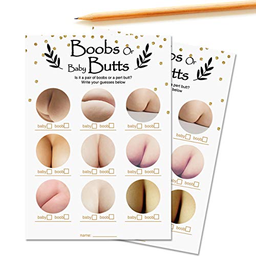 30 Baby-Hintern oder Brüste lustiges Babyparty-Spiel, geschlechtsneutrales Junge oder Mädchen, lustige Babyparty-Spiele, lustige Aktivitätsfrage bei Reveal Bundle, Frauen und Männer, Coed Unisex-Set von Yuzi-n