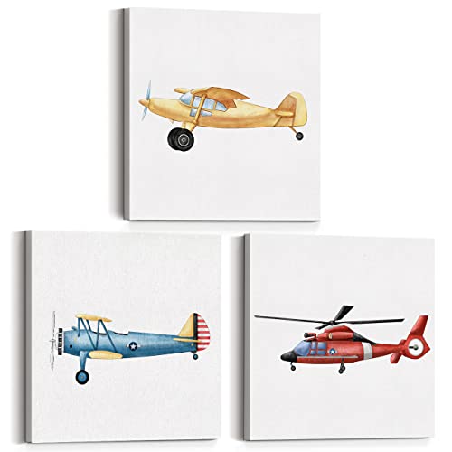 Yuzi-n Set mit 3 Aquarell-Postern für Flugzeug, Kinderzimmer, Transport, Leinwand, Wandkunst und Tischplatte, Heim, Jungen, Schlafzimmer, Dekoration, Staffelei und Haken zum Aufhängen, 30.5x30.5 cm Yuzi-n Set mit 3 Aquarell-Postern für Flugzeug, Kinderzimmer, Transport, Leinwand, Wandkunst und Tischplatte, Heim, Jungen, Schlafzimmer, Dekoration, Staffelei und Haken zum Aufhängen, 30.5x30.5 cm von Yuzi-n