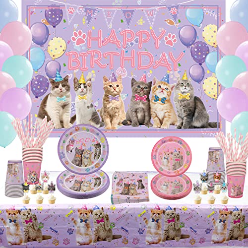 Cat Katze Party Set Partygeschirr, Umfasst alles Gute zum Geburtstag Kulisse, Teller, Tischdecke, Tassen, Ballon, Strohhalme für Kinder Cat Party Dekorationen, dient 20 Gäste Cat Katze Party Set Partygeschirr, Umfasst alles Gute zum Geburtstag Kulisse, Teller, Tischdecke, Tassen, Ballon, Strohhalme für Kinder Cat Party Dekorationen, dient 20 Gäste von Ywediim