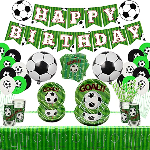 Ywediim Fussball Geburtstag Deko Partygeschirr Set -Einschließlich Banner, Teller, Dessertteller, Tassen, Servietten, Tischdecken, Strohhalme, für Geburtstag Junge Fussball Mottoparty für 20 Personen Ywediim Fussball Geburtstag Deko Partygeschirr Set -Einschließlich Banner, Teller, Dessertteller, Tassen, Servietten, Tischdecken, Strohhalme, für Geburtstag Junge Fussball Mottoparty für 20 Personen von Ywediim