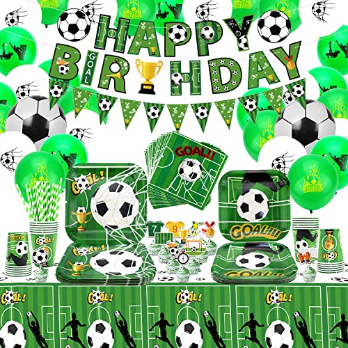 Geschirr für Fußballpartys – Einschließlich Happy Birthday Banner, Teller, Tortenaufsätze, Tassen, Servietten, Tischdecke, Strohhalme, für Jungen Sport Geburtstagsfeier Dekorationen für 20 Personen Geschirr für Fußballpartys – Einschließlich Happy Birthday Banner, Teller, Tortenaufsätze, Tassen, Servietten, Tischdecke, Strohhalme, für Jungen Sport Geburtstagsfeier Dekorationen für 20 Personen von Ywediim