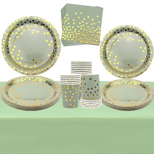 Green Dots Party Geschirr Liefert 20 Gäste Einschließlich Platten, Banner, Tassen, Servietten, Strohhalme, Tischdecken, Party Geburtstag, Baby-Dusche, Hochzeit und Graduierung Dekorationen von Ywediim