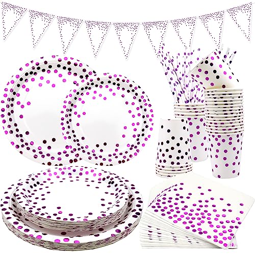 Lila Dots Party Geschirr liefert 25 Gäste einschließlich Teller, Banner, Tassen, Servietten, Strohhalme, Tischdecken, Party Geburtstag, Baby-Dusche, Hochzeit und Graduierung Dekorationen Lila Dots Party Geschirr liefert 25 Gäste einschließlich Teller, Banner, Tassen, Servietten, Strohhalme, Tischdecken, Party Geburtstag, Baby-Dusche, Hochzeit und Graduierung Dekorationen von Ywediim
