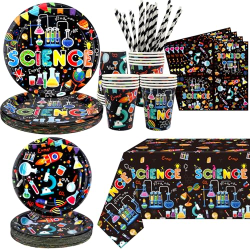 Wissenschaft Party Zubehör, Einschließlich Teller, Tischdecke, Tassen, Strohhalme, für Junge Mädchen Wissenschaftler Lab Dekoration bedient 20 Gäste Wissenschaft Party Zubehör, Einschließlich Teller, Tischdecke, Tassen, Strohhalme, für Junge Mädchen Wissenschaftler Lab Dekoration bedient 20 Gäste von Ywediim