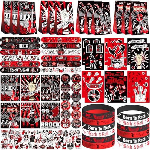 Ywediim Rock and Roll Party Dekorationen ,inklusive Geschenktüten, Aufkleber, Abzeichen, Slap Armbänder, Silikon Armbänder, DIY-Aufkleber, für Rockmusik Themenparty Zubehör Ywediim Rock and Roll Party Dekorationen ,inklusive Geschenktüten, Aufkleber, Abzeichen, Slap Armbänder, Silikon Armbänder, DIY-Aufkleber, für Rockmusik Themenparty Zubehör von Ywediim
