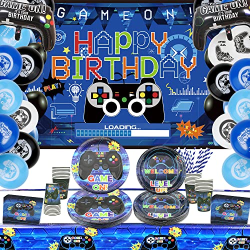 Ywediim Videospiel Party Zubehör – Gamer-Geburtstags-Deko-Set für Jungen,Einschließlich Happy Birthday Hintergrund ,Teller, Luftballons, Tassen, Servietten, Tischdecken (für 20 Personen) Ywediim Videospiel Party Zubehör – Gamer-Geburtstags-Deko-Set für Jungen,Einschließlich Happy Birthday Hintergrund ,Teller, Luftballons, Tassen, Servietten, Tischdecken (für 20 Personen) von Ywediim