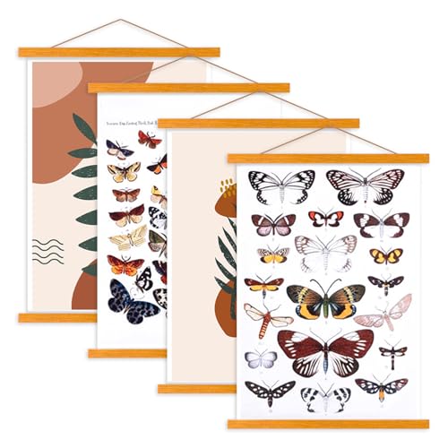Ywlake A0 Posterleiste Posterschiene Posterleisten, Magnet Magnetische Holz Poster Aufhänger Halter Rahmen Leisten Bild Bilder Bilderrahmen Bilderleiste 84x59 84x60 84x55 (84cm, Teak, 4 Packungen) von Ywlake