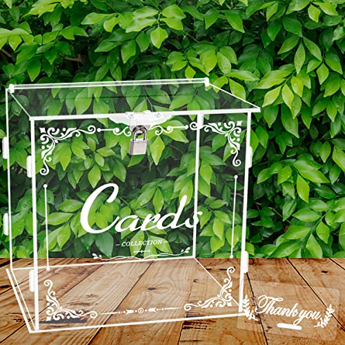 Ywlake Acryl Hochzeit Spardose Halter mit Schild, Große Klar DIY Umschlag Geschenkkartenboxen mit Schloss Slot für Empfang Jubiläum Geburtstagsparty Baby Shower von Ywlake