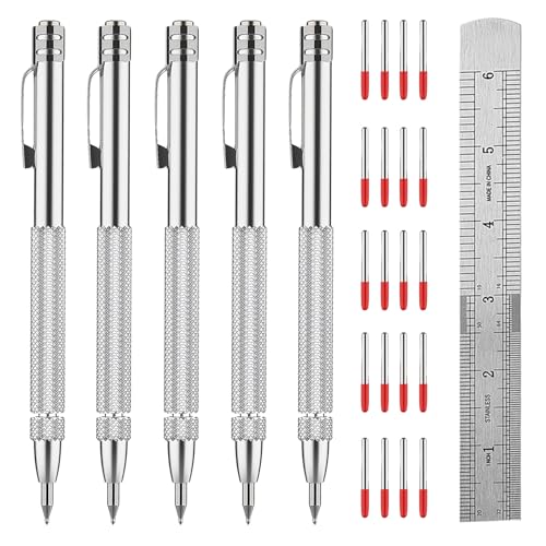 Ywmoml Wolframkarbid Anreißnadel Set für Metallbearbeitung - 5 Stifte mit 20 Spitzen & 20,3 cm Lineal, magnetisches gerändeltes Gravurwerkzeug für Stahl/Glas/Keramik, Schweißanreißer-Kit Ywmoml Wolframkarbid Anreißnadel Set für Metallbearbeitung - 5 Stifte mit 20 Spitzen & 20,3 cm Lineal, magnetisches gerändeltes Gravurwerkzeug für Stahl/Glas/Keramik, Schweißanreißer-Kit von Ywmoml
