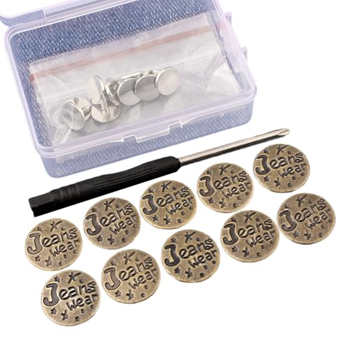 10 Stcs Jeans Knöpfe Metall 17mm Bundsknopf Hose Ersatzknöpfe Ohne Nähen Für Jeanshosen von Ywmsfl