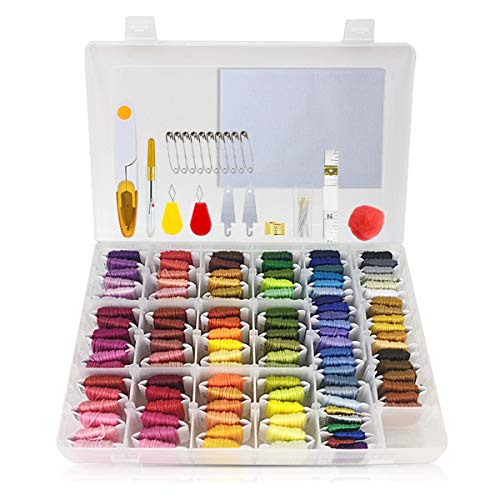Sticktwist Kreuzstichgarne, 110 Farben, Stickgarn mit Organizer Aufbewahrungsbox und 50 Stück Kreuzstichwerkzeuge Sticktwist Kreuzstichgarne, 110 Farben, Stickgarn mit Organizer Aufbewahrungsbox und 50 Stück Kreuzstichwerkzeuge von Ywoworld