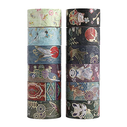 Yxinghai Japanisches Washi-Klebeband für Erwachsene und Kinder, bronzefarben, 12 Stück Yxinghai Japanisches Washi-Klebeband für Erwachsene und Kinder, bronzefarben, 12 Stück von Yxinghai