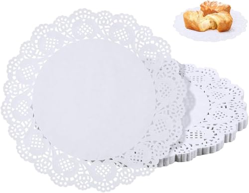 150 Stück 15,2 cm weiße Spitzenpapierdeckchen, Einwegdeckchen, rund, für Buffet, Kuchen, gebratene Lebensmittel, Party, Hochzeit, Geschirr, Dekoration, Küche, Einwegdeckchen, kleine Papierdeckchen von Yxinjy