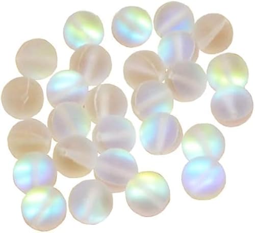 Matte Kristallglasperlen, 8 mm, 100 Stück, Meerjungfrauen-Aurora-Mondstein-Stil für Schmuckherstellung, Basteln von Yxinjy