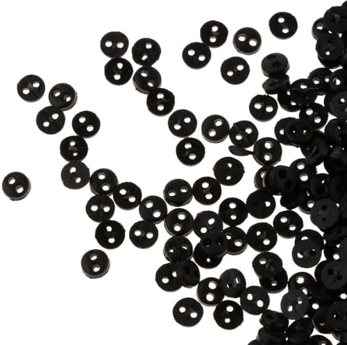 Mini-Knöpfe, rund, kleine Knöpfe, Kunststoff-Nähwerkzeuge für Puppen, Kleidung, Knöpfe, Verzierungen, Scrapbooking, Kartenherstellung (5 mm, schwarz), 50 Stück von Yxinjy