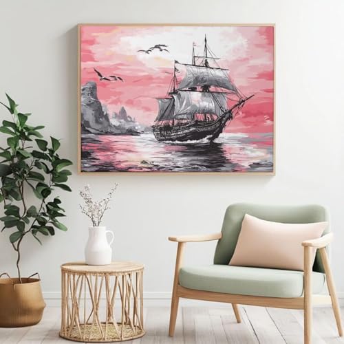 Aquarell-Malen-nach-Zahlen-Set für Erwachsene, DIY Malen nach Zahlen, Boot, Acrylfarbe nach Zahlen für Anfänger, Ölgemälde, Basteln für Heimdekoration, Wanddekoration – (100 x 70 cm, ohne Rahmen Aquarell-Malen-nach-Zahlen-Set für Erwachsene, DIY Malen nach Zahlen, Boot, Acrylfarbe nach Zahlen für Anfänger, Ölgemälde, Basteln für Heimdekoration, Wanddekoration – (100 x 70 cm, ohne Rahmen von Yyafeenng
