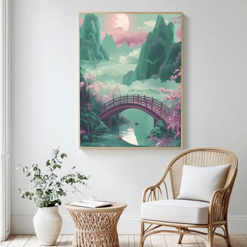 Aquarell-Malen-nach-Zahlen-Set für Erwachsene, DIY Malen nach Zahlen im Querformat, Acrylfarbe nach Zahlen für Anfänger, Ölgemälde, Basteln für Heimdekoration, 30 x 40 cm, ohne Rahmen) MK389 von Yyafeenng