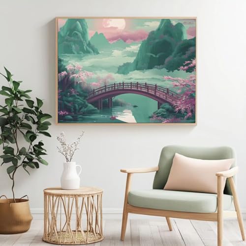Aquarell-Malen-nach-Zahlen-Set für Erwachsene, DIY Malen nach Zahlen im Querformat, Acrylfarbe nach Zahlen für Erwachsene, Ölgemälde, Basteln für Heimdekoration, 120 x 80 cm, ohne Rahmen) MK389 von Yyafeenng