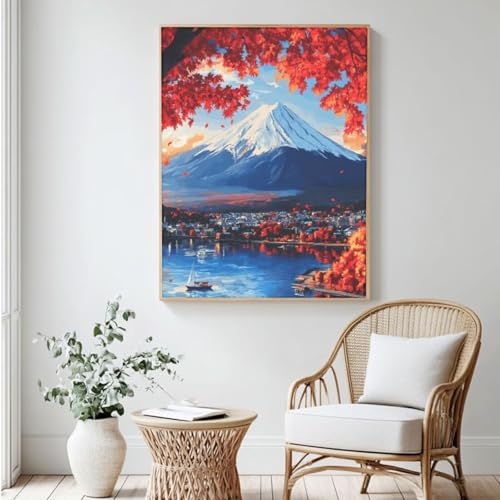 Brücke Malen nach Zahlen Kit für Erwachsene, DIY Malen nach Zahlen Landschaft, Acryl Farbe nach Zahlen für Anfänger, Ölgemälde Handwerk für Heimdekoration, 60 x 90 cm, ohne Rahmen) MK445 von Yyafeenng