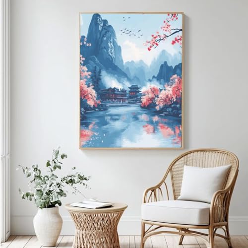 China MK326 Malen nach Zahlen für Erwachsene, Malen nach Zahlen aus Japan, Acrylfarbe nach Zahlen für Erwachsene/Anfänger, Ölgemälde, Basteln für Heimdekoration, 100 x 150 cm, ohne Rahmen) von Yyafeenng