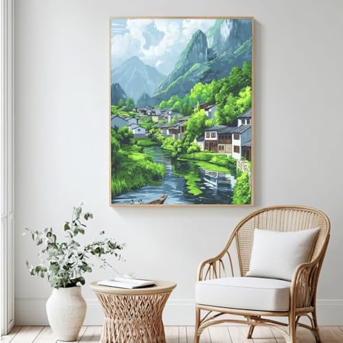 China MK439 Malen nach Zahlen für Erwachsene, DIY Malen nach Zahlen Landschaft, Acryl Farbe nach Zahlen für Anfänger, Ölgemälde, Basteln für Zuhause, Wanddekoration – (40 x 50 cm, ohne Rahmen) von Yyafeenng