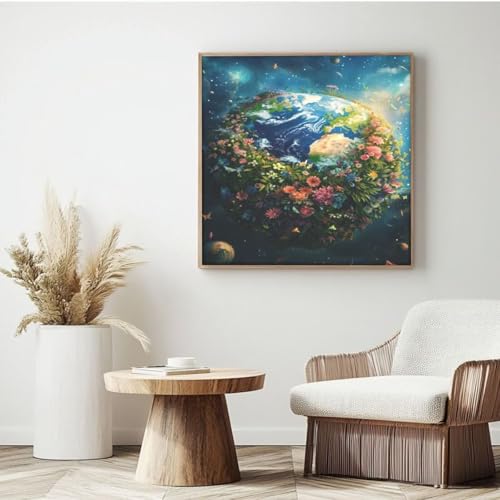 Dream MK94 Malen nach Zahlen für Erwachsene, DIY Malen nach Zahlen Erde, Acryl Malen nach Zahlen für Erwachsene/Anfänger, Ölgemälde, Basteln für Zuhause, Wanddekoration – (30 x 30 cm, mit Rahmen) von Yyafeenng