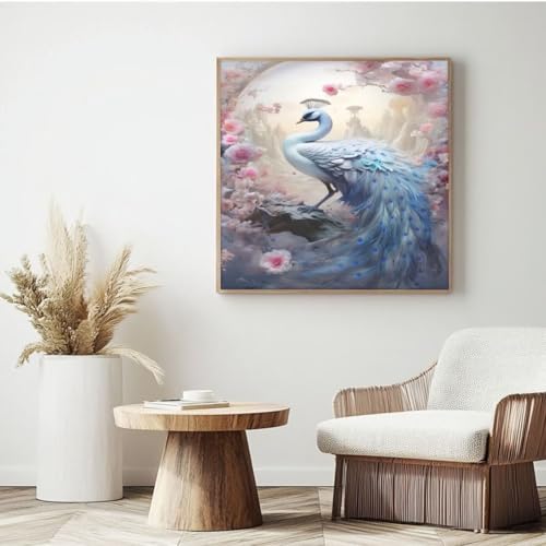 Dream Malen nach Zahlen für Erwachsene, DIY Malen nach Zahlen Pfau, Acryl Malen nach Zahlen für Erwachsene/Anfänger, Ölgemälde Handwerk für Heimdekoration, 30 x 30 cm, mit gerahmtem Rahmen von Yyafeenng