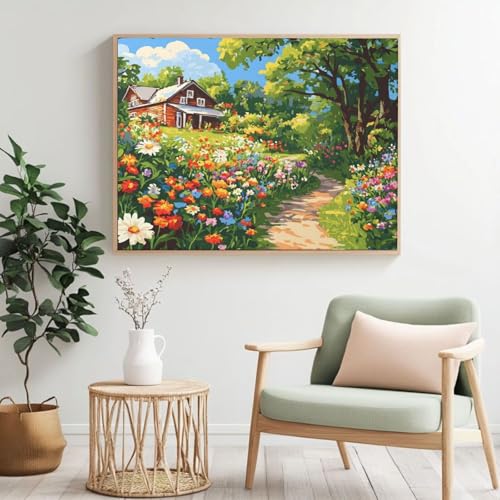 Farmhouse MK380 Malen nach Zahlen für Erwachsene, Malen nach Zahlen, Wald, Acryl, Farbe nach Zahlen für Anfänger, Ölgemälde, Basteln für Zuhause, Wanddekoration – (120 x 80 cm, ohne Rahmen) von Yyafeenng