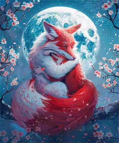 Fox Malen nach Zahlen Kit für Erwachsene, DIY Malen nach Zahlen Mond, einfache Acrylfarbe nach Zahlen für Erwachsene/Anfänger, Ölgemälde Handwerk für Heimdekoration, 40 x 50 cm, ohne Rahmen) MK92 von Yyafeenng