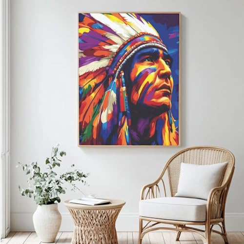 Indisches Malen-nach-Zahlen-Set für Erwachsene, DIY Malen nach Zahlen Mann, Acrylfarbe nach Zahlen für Erwachsene/Anfänger, Ölgemälde Handwerk für Heimdekoration, 40 x 50 cm, ohne Rahmen) MK357 von Yyafeenng