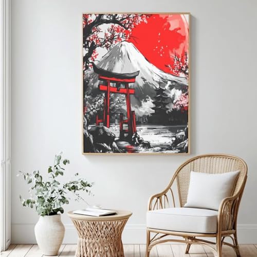 Japanisches Malen-nach-Zahlen-Set für Erwachsene, DIY Malen nach Zahlen Landschaft, Acrylfarbe nach Zahlen für Anfänger, Ölgemälde, Basteln für Heimdekoration, Wanddekoration – (40 x 50 cm, ohne Japanisches Malen-nach-Zahlen-Set für Erwachsene, DIY Malen nach Zahlen Landschaft, Acrylfarbe nach Zahlen für Anfänger, Ölgemälde, Basteln für Heimdekoration, Wanddekoration – (40 x 50 cm, ohne von Yyafeenng