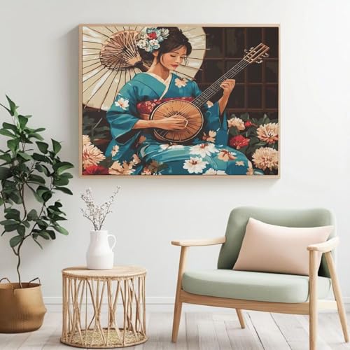 Japanisches Malen-nach-Zahlen-Set für Erwachsene, DIY Malen nach Zahlen Sänger, Acrylfarbe nach Zahlen für Erwachsene/Anfänger, Ölgemälde, Basteln für Zuhause, Wanddekoration – (120 x 90 cm, ohne von Yyafeenng