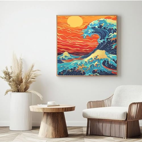 Japanisches Malen-nach-Zahlen-Set für Erwachsene, DIY Malen nach Zahlen Welle, Acrylfarbe nach Zahlen für Erwachsene/Anfänger, Ölgemälde, Basteln für Heimdekoration, Wanddekoration – (25 x 25 cm, mit Japanisches Malen-nach-Zahlen-Set für Erwachsene, DIY Malen nach Zahlen Welle, Acrylfarbe nach Zahlen für Erwachsene/Anfänger, Ölgemälde, Basteln für Heimdekoration, Wanddekoration – (25 x 25 cm, mit von Yyafeenng
