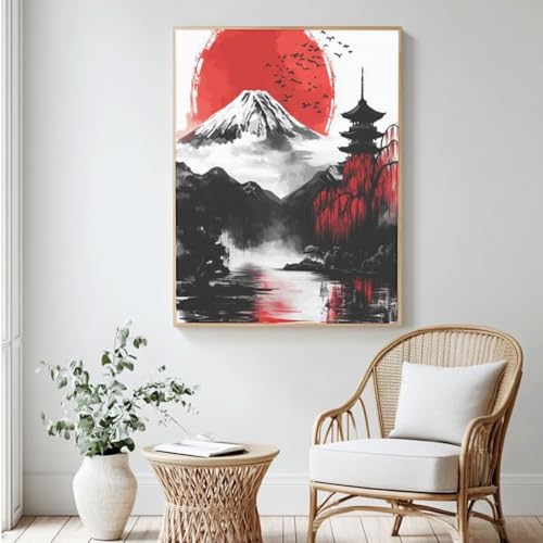 Japanisches Malen-nach-Zahlen-Set für Erwachsene, Malen nach Zahlen, Tintenmalerei, Acrylfarbe nach Zahlen für Anfänger, Ölgemälde, Basteln für Heimdekoration, 100 x 150 cm, ohne Rahmen) MK316 von Yyafeenng