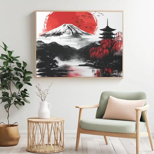 Japanisches Malen-nach-Zahlen-Set für Erwachsene, Malen nach Zahlen, Tintenmalerei, Acrylfarbe nach Zahlen für Anfänger, Ölgemälde, Basteln für Heimdekoration, 100 x 70 cm, ohne Rahmen) MK316 von Yyafeenng