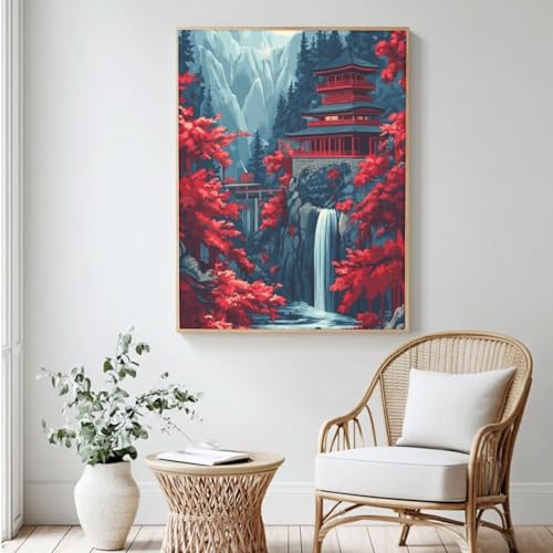 Japanisches Malen-nach-Zahlen-Set für Erwachsene, Malen nach Zahlen, Winter, Acrylfarbe nach Zahlen für Erwachsene/Anfänger, Ölgemälde, Basteln für Heimdekoration, 30 x 40 cm, ohne Rahmen) MK394 von Yyafeenng