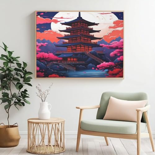 Japanisches Malen-nach-Zahlen-Set für Erwachsene, Malen nach Zahlen Tokio, Acryl, Farbe nach Zahlen für Erwachsene/Anfänger, Ölgemälde, Basteln für Heimdekoration, 100 x 70 cm, ohne Rahmen) MK284 von Yyafeenng