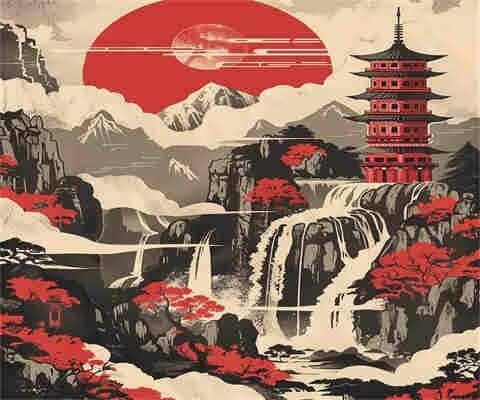 Japanisches Malen-nach-Zahlen-Set für Erwachsene, Malen nach Zahlen aus China, Acryl, Farbe nach Zahlen für Erwachsene/Anfänger, Ölgemälde, Basteln für Heimdekoration, 100 x 80 cm, ohne Rahmen) MK153 von Yyafeenng