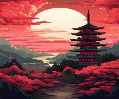 Japanisches Malen-nach-Zahlen-Set für Erwachsene, Malen nach Zahlen aus China, Acryl, Farbe nach Zahlen für Erwachsene/Anfänger, Ölgemälde, Basteln für Heimdekoration, 60 x 40 cm, ohne Rahmen) MK170 von Yyafeenng