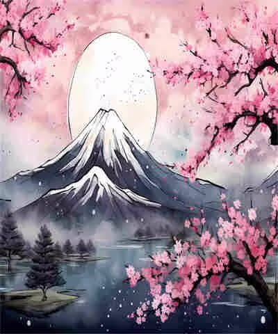 Japanisches Malen-nach-Zahlen-Set für Erwachsene, Malen nach Zahlen im Querformat, Acrylfarbe nach Zahlen für Anfänger, Ölgemälde, Basteln für Heimdekoration, 100 x 150 cm, ohne Rahmen) MK205 von Yyafeenng